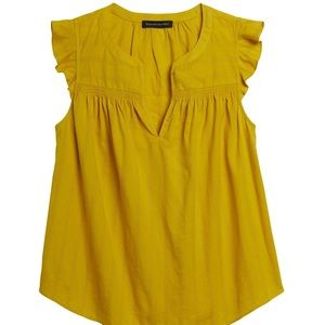 Banana Republic Ruffle-Sleeve Top in Sunglow Yellow